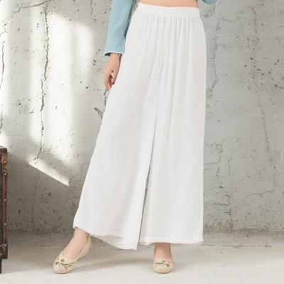 

Makuluya New Arrivals Super Loose Women Trousers High Waist Elastic Wide Leg Breathable Cotton Linen Casual Pants All-Match LW