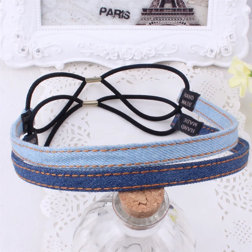 

1pcs retail 2022 New Girls Women denim headband girls elastic headbands lady hair band jeans headbands