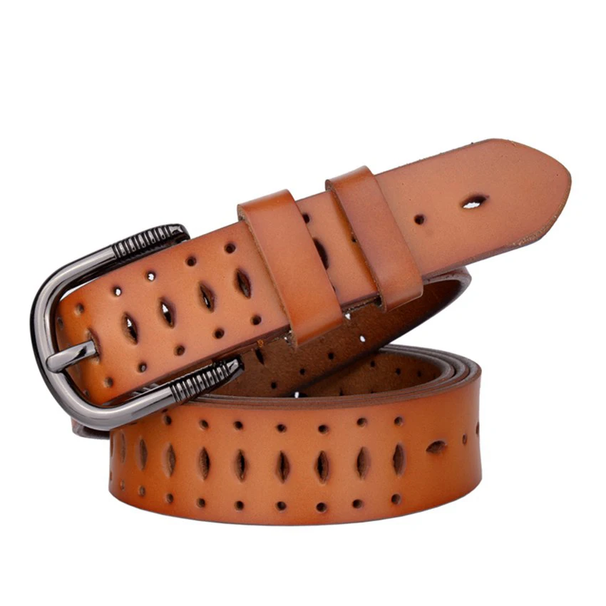 Женский широкий ремень из натуральной кожи роскошный джинсовый без сверления