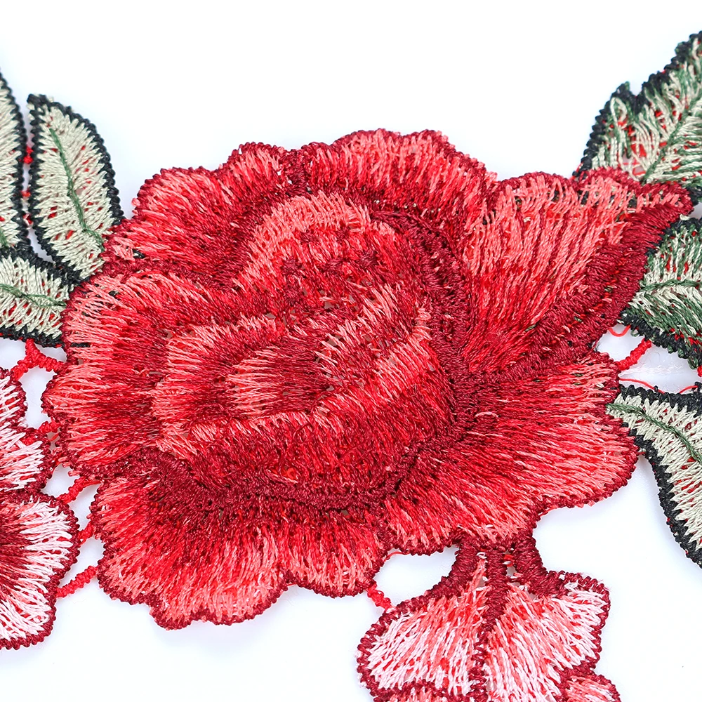 2 шт./компл. Розы Цветочный Воротник патч и милой аппликацией значок вышитая ткань