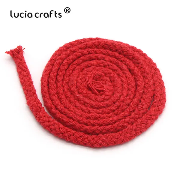 C7 Red 5m Lucia crafts, 5 м/22 м, разноцветные хлопковые шнуры, плетеная веревка, декоративный шнурок, шнурок, DIY, аксессуары для дома ручной работы W0210 - Цвет: C7 Red 5m