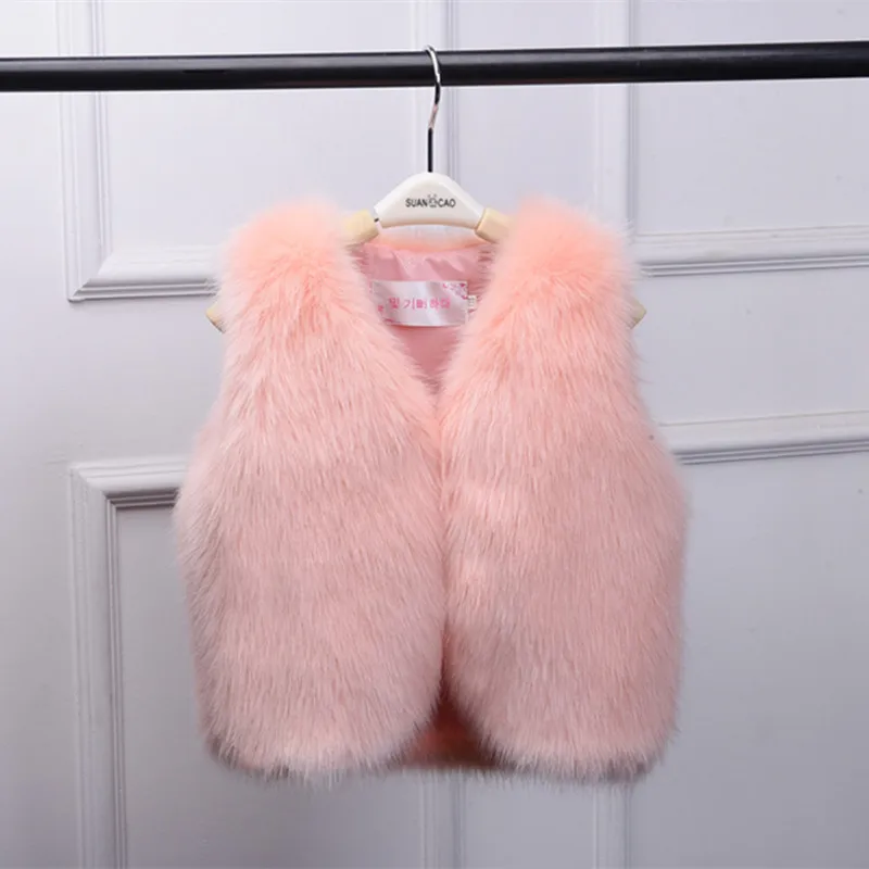 

Детская одежда Большой Меховой жилет имитация лисьего меха детский жилет толстый теплый дикий 2018 осень и зима новый FPC-243