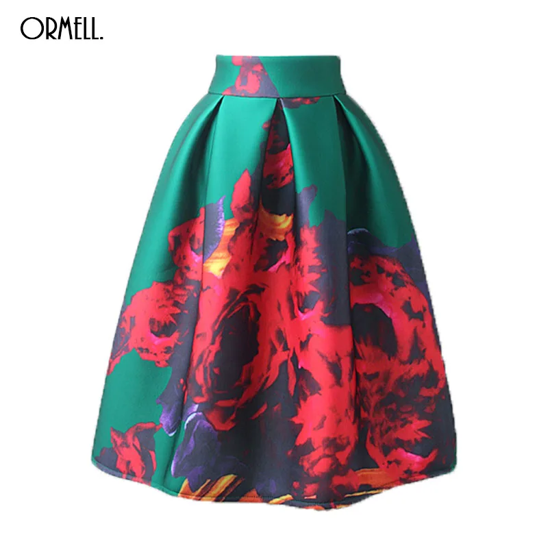 Женская длинная юбка ORMELL летняя винтажная из полиэстера с цветочным принтом на