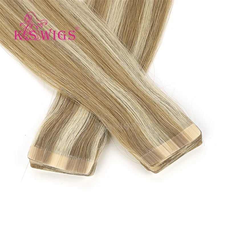 K.S парики прямые ленты в Remy волосы для наращивания двойная нарисованная кожа утка