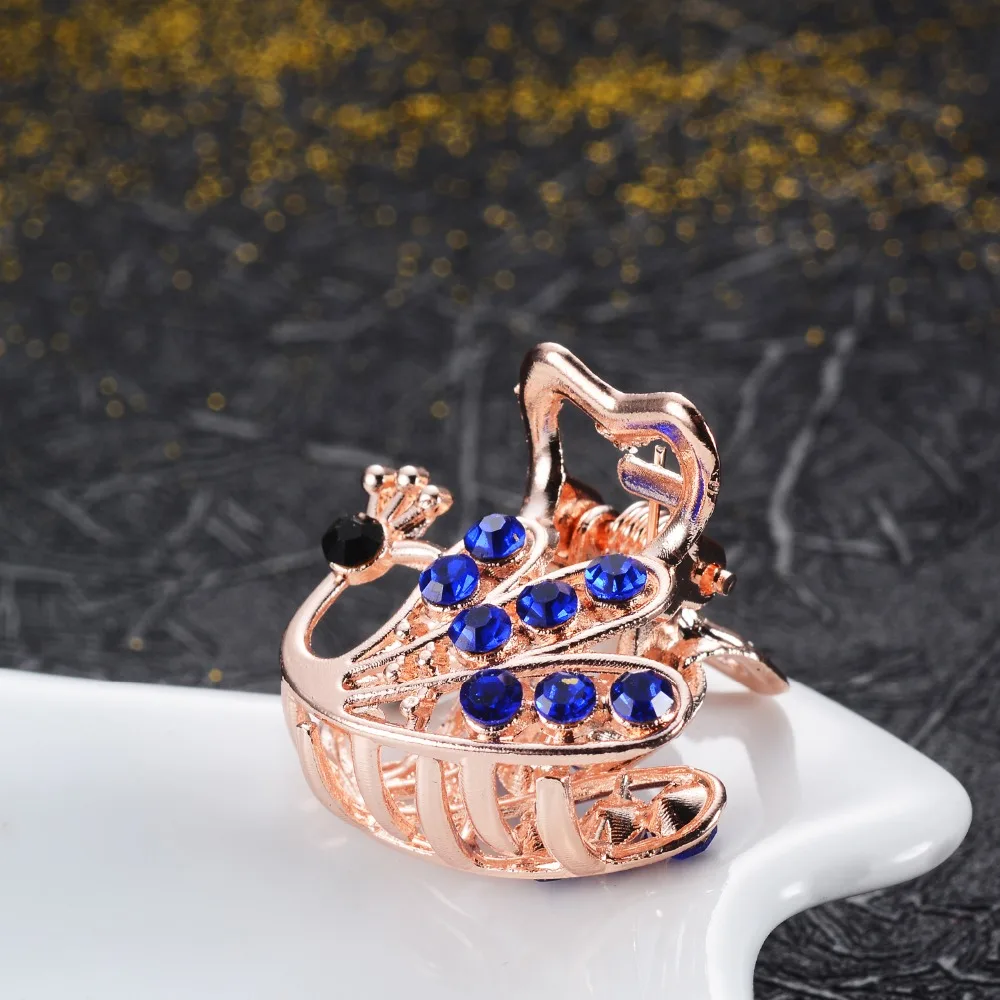 Высококачественные блестящие заколки Стразы в виде павлина заколка для волос с