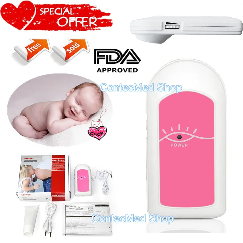 BabySoundA Pink Colo Детский звук карманный фетальный допплер пренатальный детский монитор сердцебиения, уход за ребенком здоровый(синий или розовый) вариант - Цвет: BabySoundA Pink Colo
