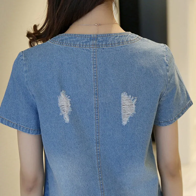 Новый летний Повседневное пикантные платье из джинсовой ткани Для женщин Мода