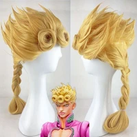 jojos bizarre adventure giorno giovanna golden braid styled synthetic cosplay costume wigs hair wig cap