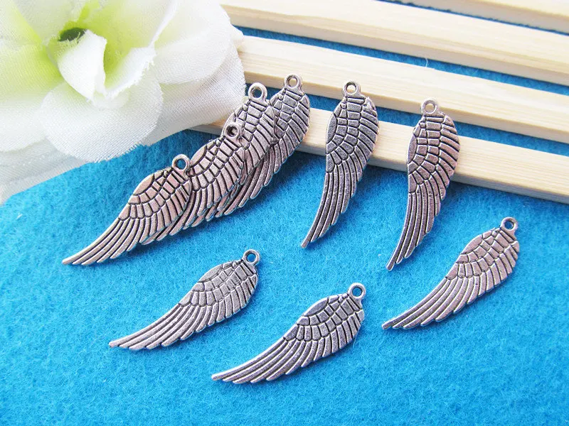 100pcs 8.80mmx30mm Antique Silver tone/Antique Bronze Single Angel Wing Pendant Charm/Finding DIY Accessory Jewelry Making | Украшения и