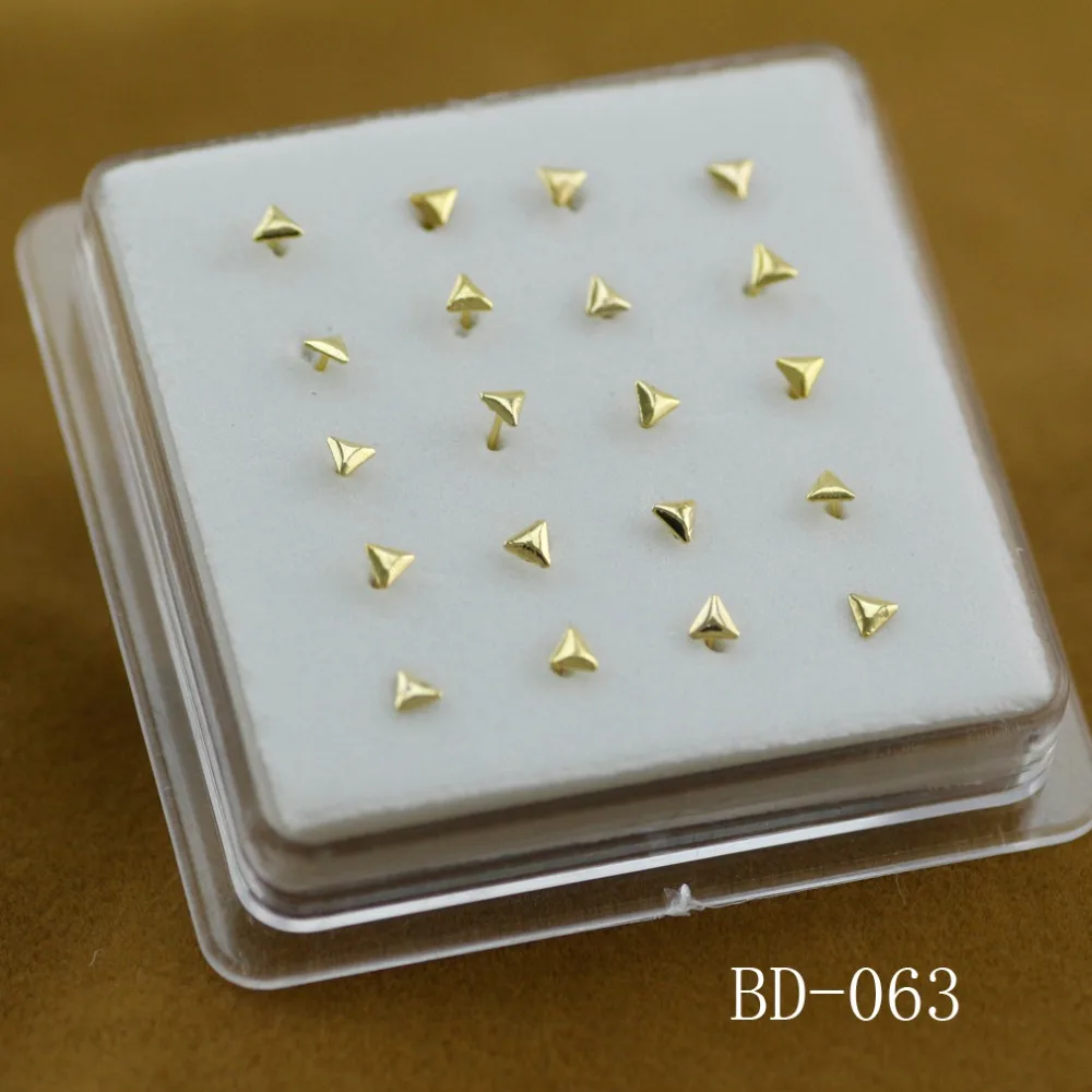 20 шт. классический треугольник Покрытие 18 k ноготь и Нос Кольца творческая личность золотой треугольник нос