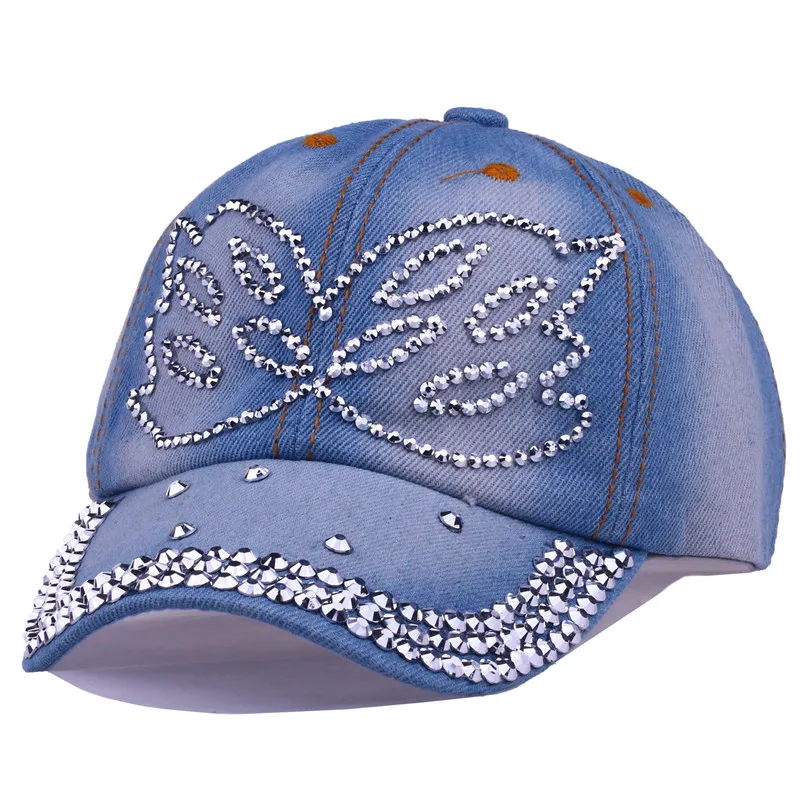 Cruoxibb 2017 Новая мода Кепки Обувь для девочек Бейсбол Дизайн бабочка Блёстки деним