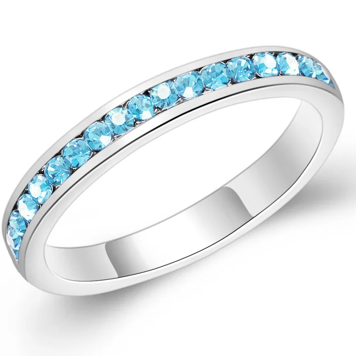 Mar. Aquamarine Hermosa большая акция свадебные круглые красные гранат вечерние кольца для женщин из нержавеющей стали камень ювелирные изделия кольцо размер 7#8 - Цвет основного камня: Mar. Aquamarine