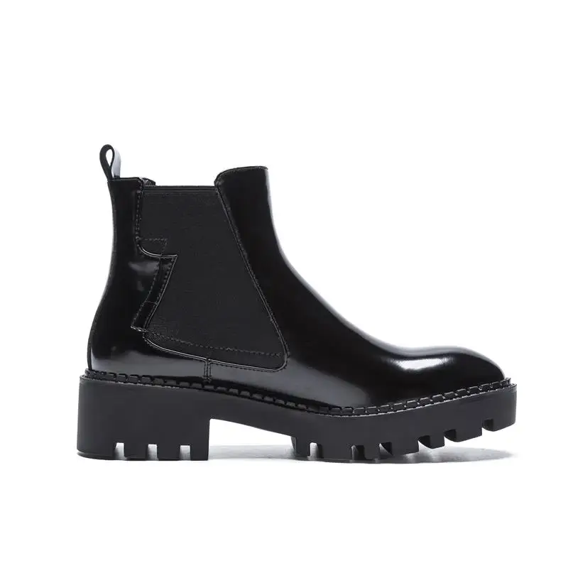 Masgulahe/ботинки из коровьей кожи Простые ботильоны с эластичным ремешком Зимние