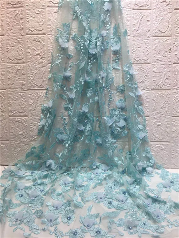 5 ярдов/серия Тюль украшенный бисером Лидер продаж в африканском стиле кружевная