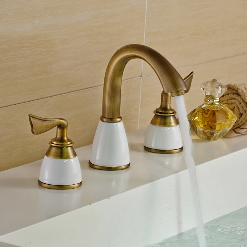 Смесители для раковины с двойной ручкой антикварные смесители в ванной комнате 3