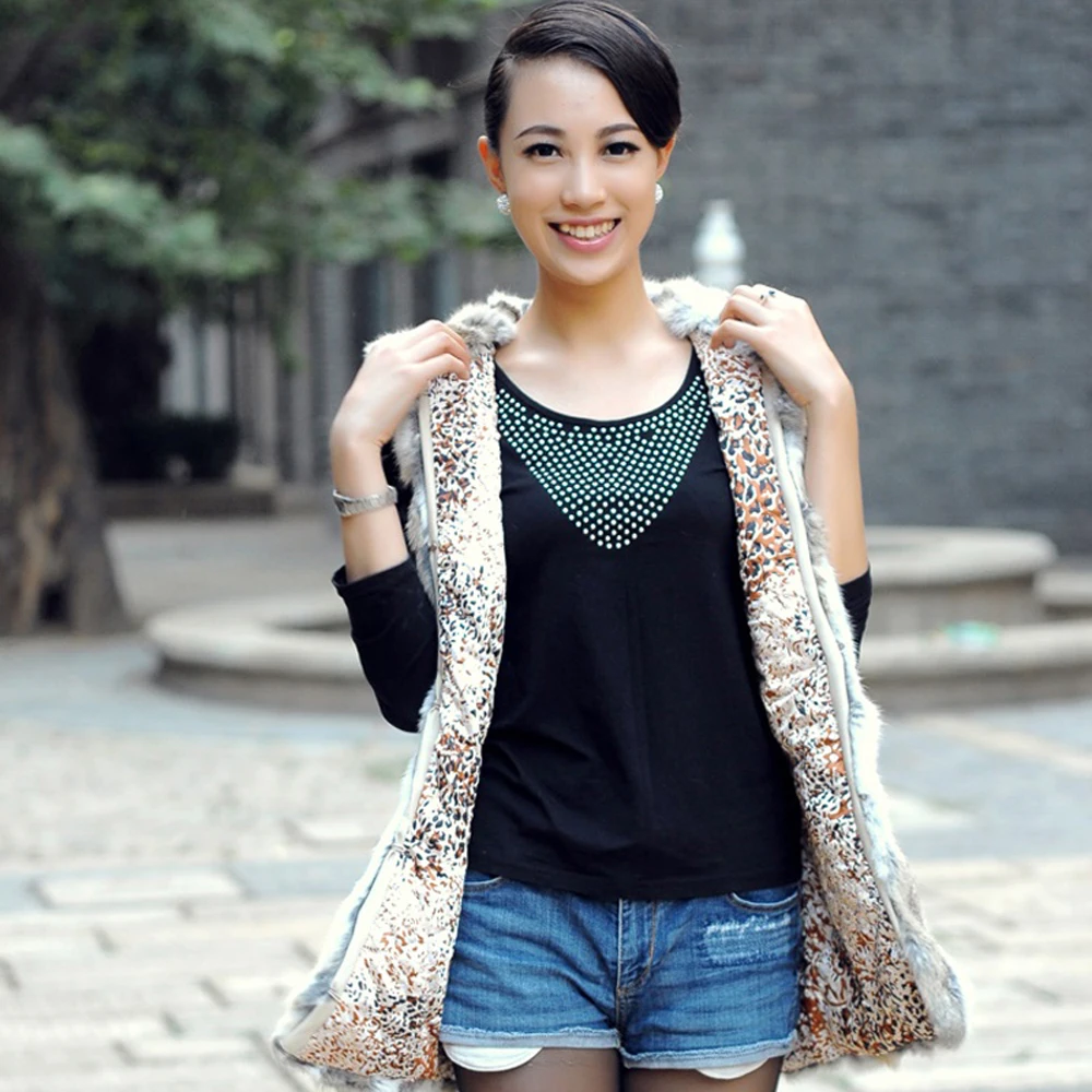 Новинка Лидер продаж Женские жилет из настоящего кроличьего меха женские 100%