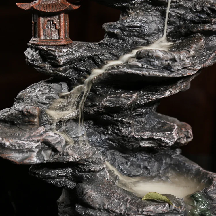 Zen Винтаж горы и поток воды дым обратного потока благовония горелка база