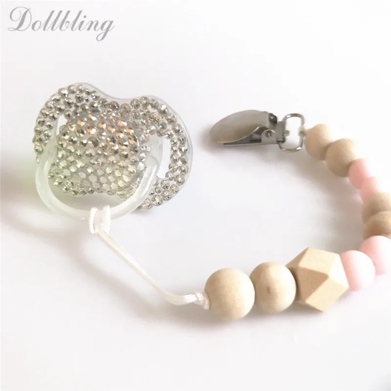 01 Dollbling розовый кристалл алмаза принцесса пустышка детская соска/соски/пустышка/cocka/chupeta с подходящей шикарной соской зажимы - Цвет: 01