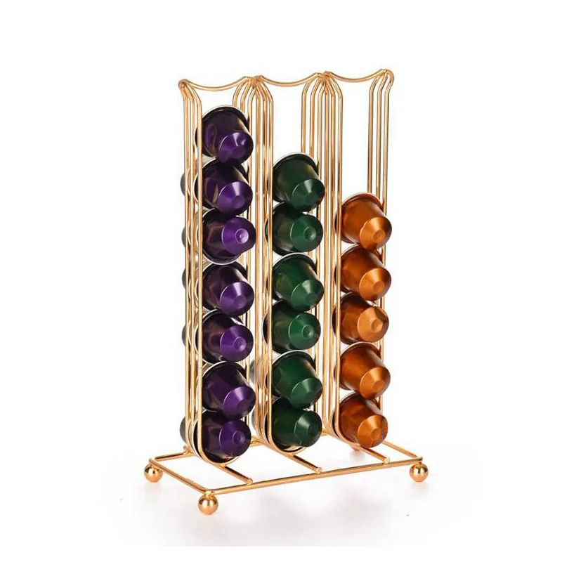 Coffee Pod Holder Stand Capsule Storage Rack Dispenser Organizer Shelf for Nespresso 42 Capsules Metal Spray Treatment | Дом и сад