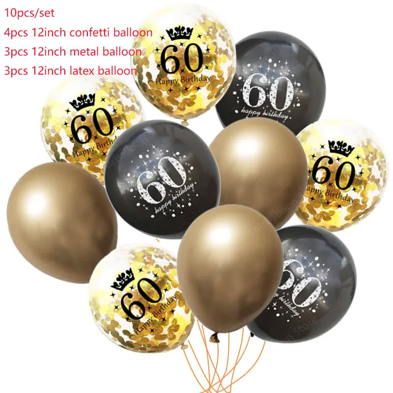 BG Birthday 60 60, 50, 40, 30 черные и золотые шары на день рождения, конфетти, баллоны для дня рождения, украшения для вечеринок, для взрослых, балоны, гелиевые шары - Цвет: BG Birthday 60