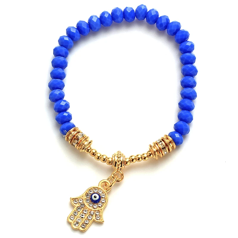 Браслет с хрустальными бусинами Lucky Eye амулет браслет Hamsa ручная подвеска