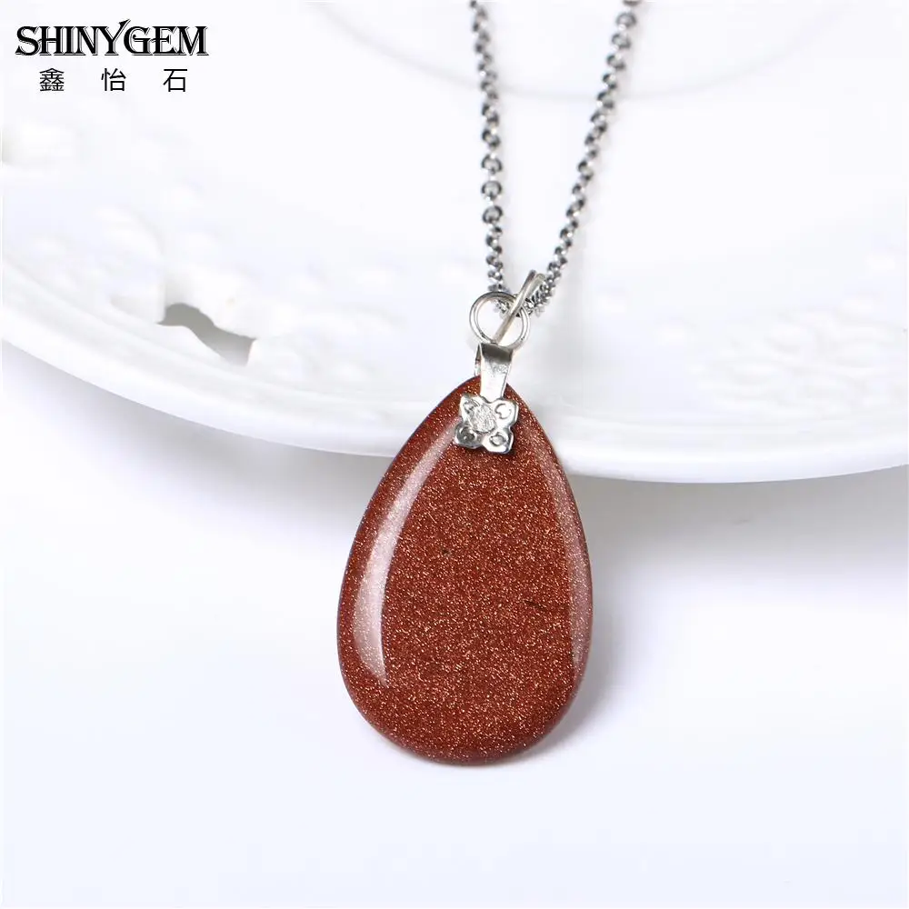 2023 ShinyGem натуральный камень элегантные капли воды золото Песок Подвески и