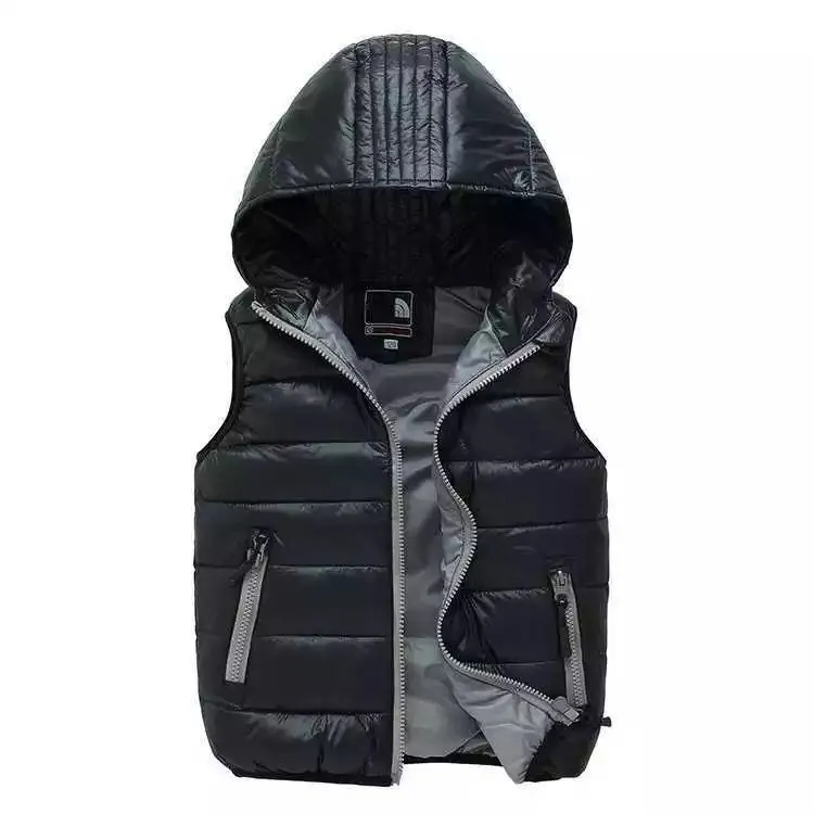 Детский пуховой жилет MESOLO теплый с капюшоном для мальчиков и девочек Осень зима