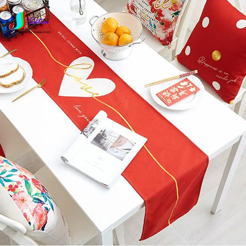 New Year Red Praying Festive Gold Cotton Linen Tablecloth TV Coffee Cover Towel Bed Flag Table S236P | Дом и сад
