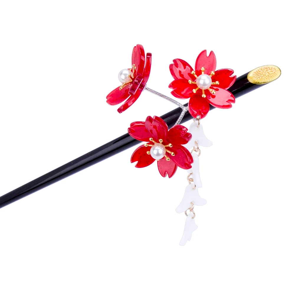 Женская шпилька для волос AWAYTR винтажная с красными цветами вишни в японском