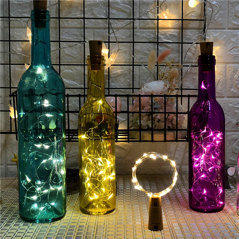 Фэнтези цветные для вина пробка бутылки светодиодный свет шнура DIY в форме