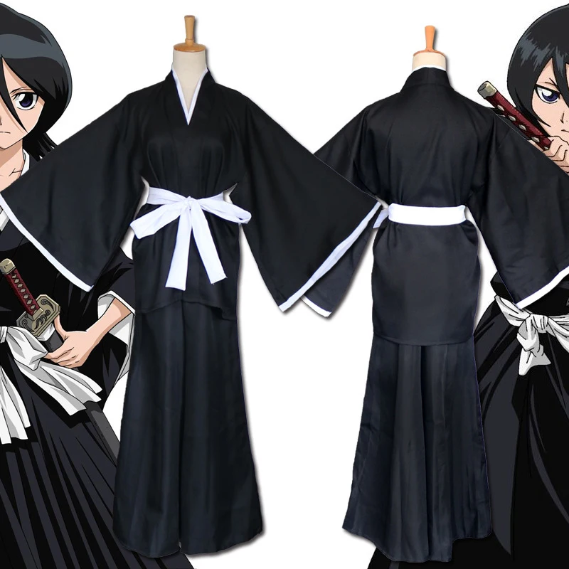 Аниме BLEACH Kuchiki Rukia Косплей Шинигами кимоно с мотивом смерти душа жнец полный комплект Куросаки костюм Ичиго(Топы+ брюки+ пояс