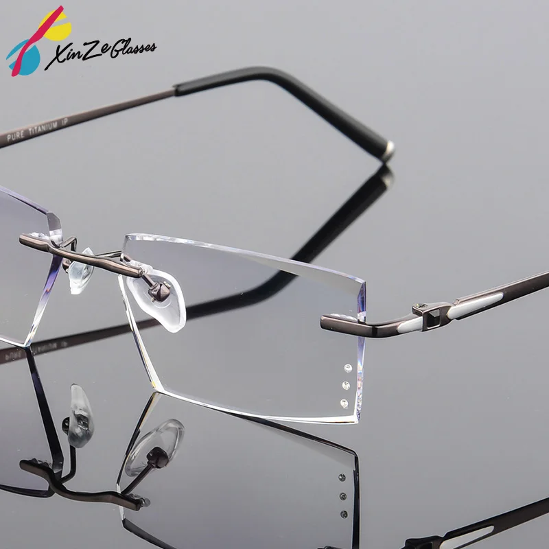 XINZE модные титановые очки Алмазная оправа для очков без оправы мужчин|frames for men|frames