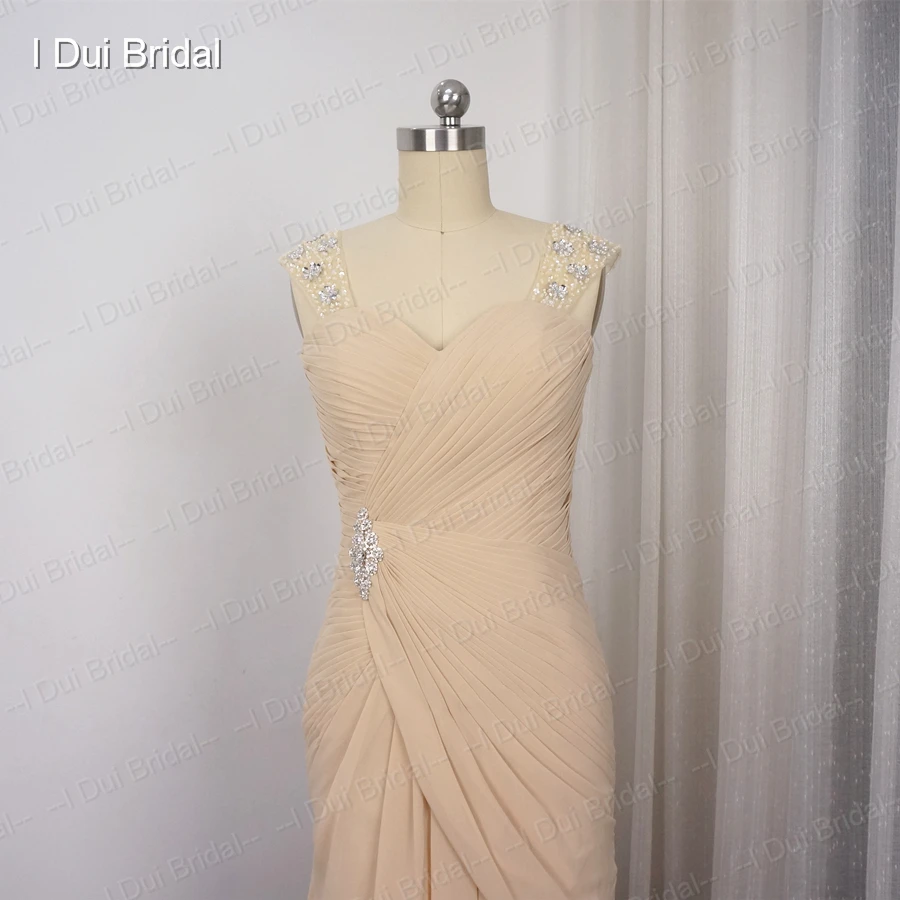 Beaded Cap Sleeve Chiffon Mother of the Bride Dresses Pleated Crystal Cheap Formal Wear Party Dress 201700587 | Свадьбы и торжества