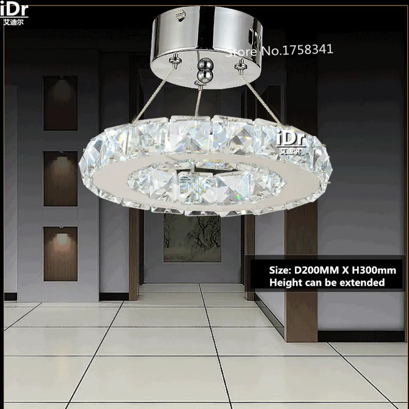 Диаметр 200 мм 9 Вт LED k9 Хрустальная люстра из нержавеющей стали кольцо хрустальная