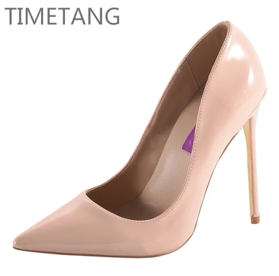 

TIMETANG New Classic Pointed Toe Thin High Heel Sexy Women Pumps 10 Candy Colors for Office Lady Elegant Slip on Shallow Shoes