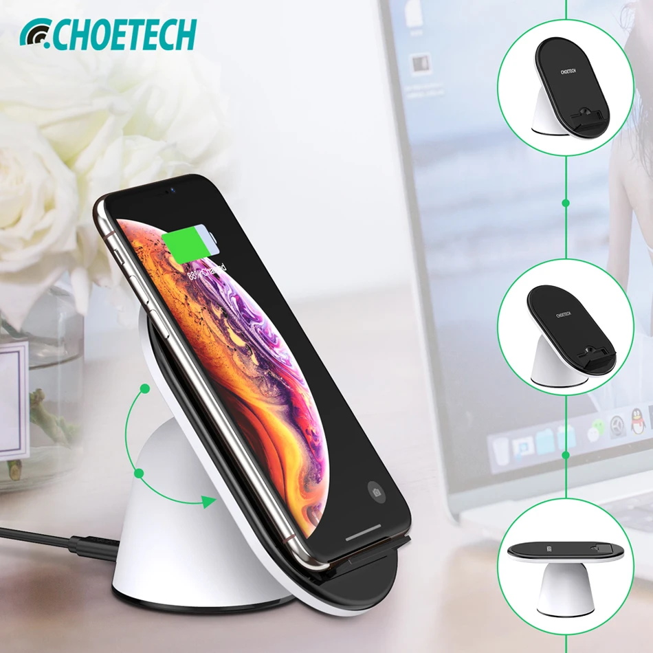 CHOETECH Qi Беспроводной Зарядное устройство Подставка для iPhone X XS Max быстрая зарядная