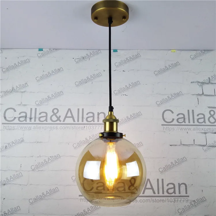 Матовый золотой Латунный подвесной светильник Эдисон янтарные стеклянные