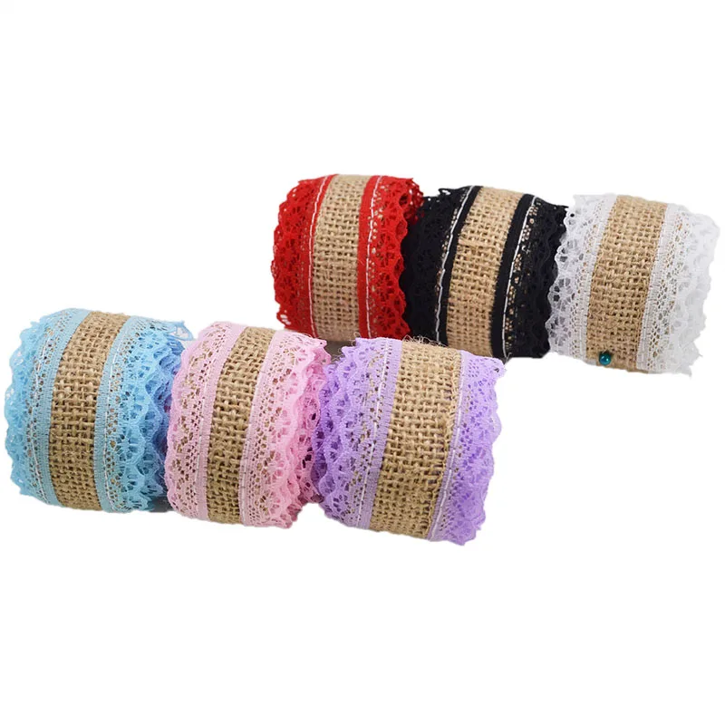 40MM Burlap Ribbon 2M Vintage Wedding Centerpieces Decoration Lace Trim ribbon Jute Hessian Rustic Party Decor DIY Supplies|Украшения