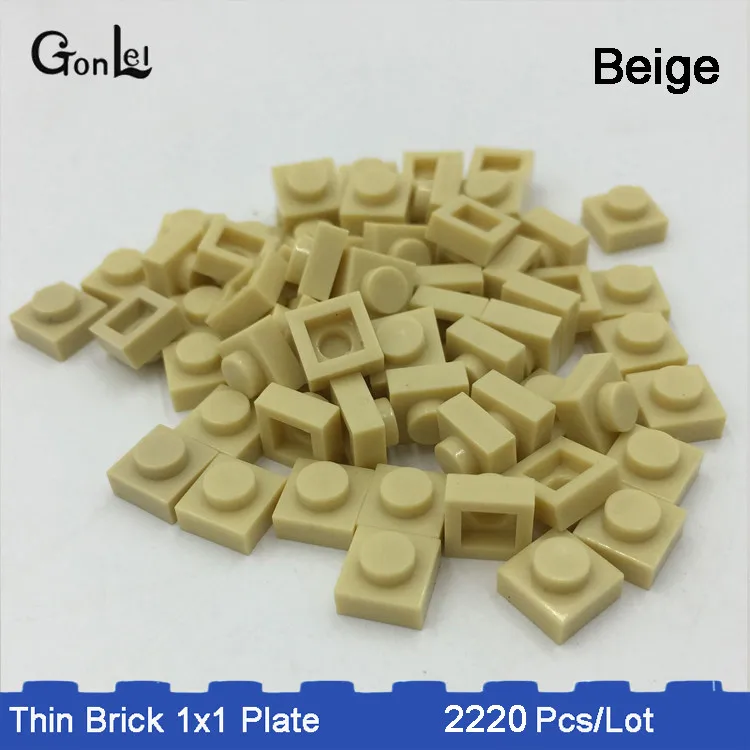beige color 2220 шт./лот MOC кирпич 1x1 пластины части 33 цвета выбор сделать qr-код и MOC Конструкторы блоки DIY игрушка ребенок совместим с - Цвет: beige color