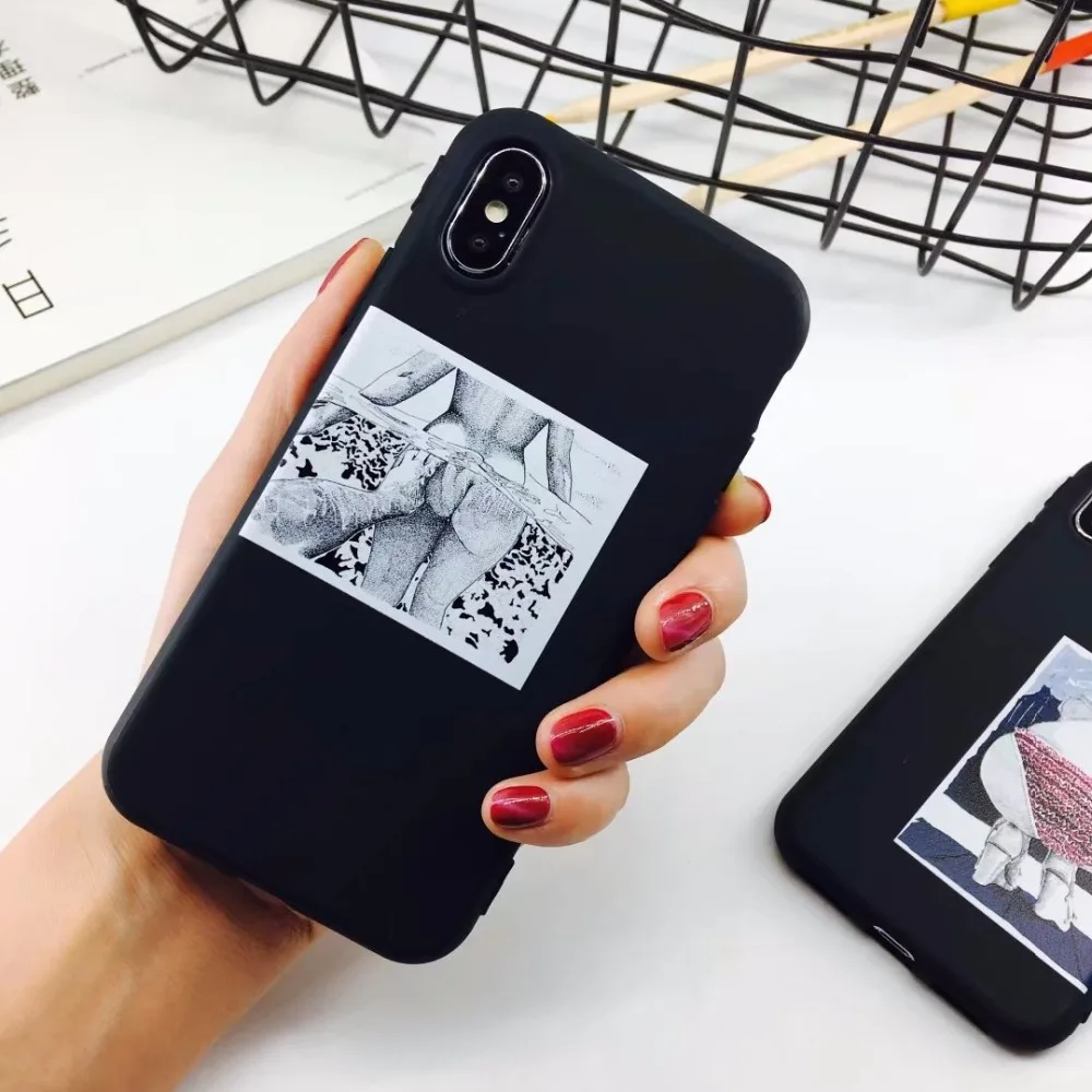 IMIDO Funny Cartoon Phone Case For iphone X Cover Touch arse sexy Abstract Letter Print 6S 6 Plus 7 8 plus | Мобильные телефоны и
