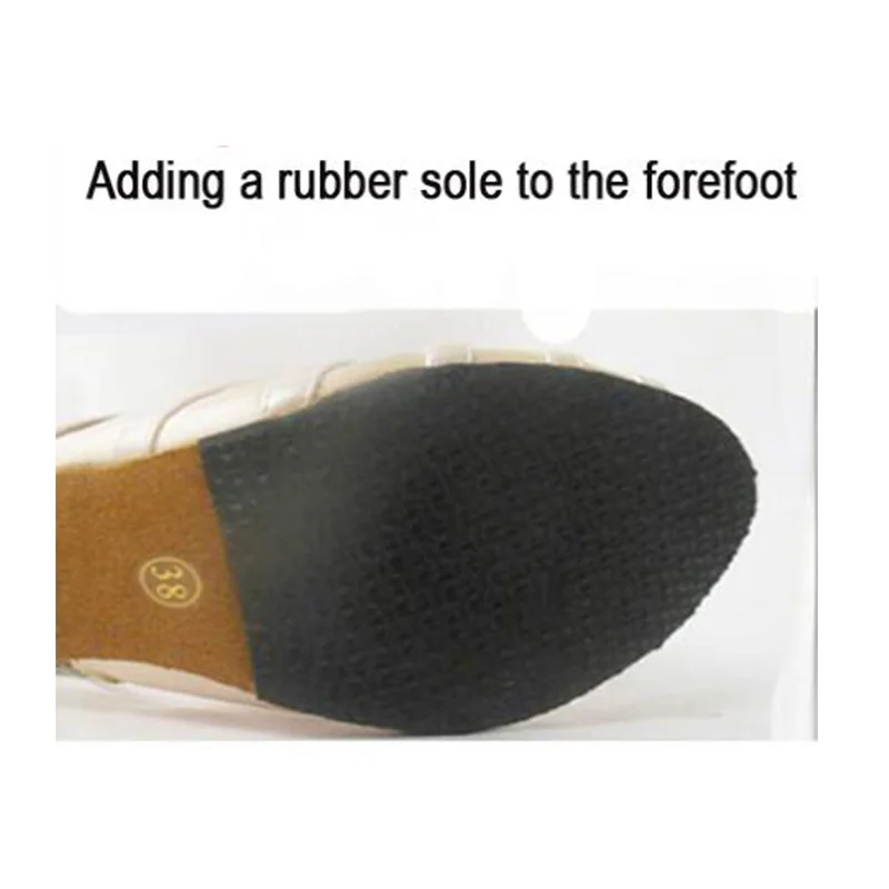 Half Rubber Sole HROYL Для женщин обувь для латинских бальных танцев женские Сальса сандалии Мягкая подошва женские Самба бальных танцев вечерние 6/7. 5/8. 5/10 см Резина - Цвет: Half Rubber Sole