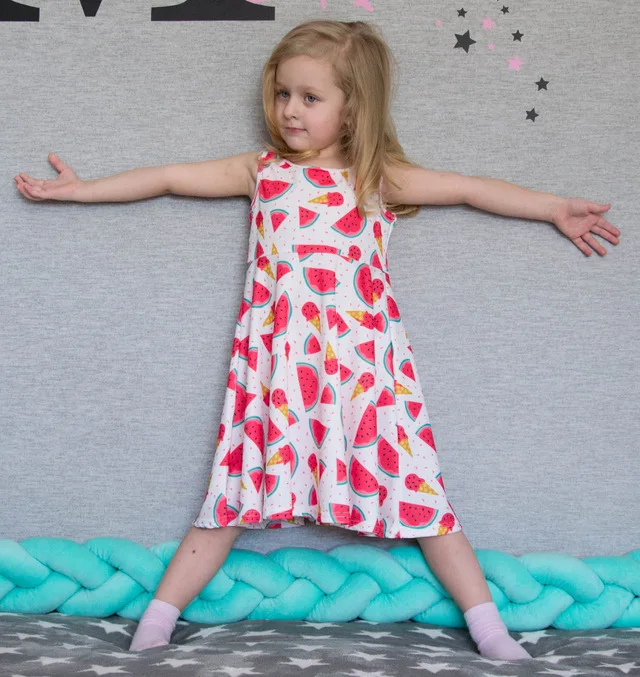 cute Summer Kids Cartoon icecream Print Children Sleeveless Clothes Girl A-line Dress Birthday Party Princess Dresses | Детская одежда