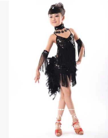 Детский танцевальный костюм с блестками и перьями|dance dress for girls|latin dance dressdance |