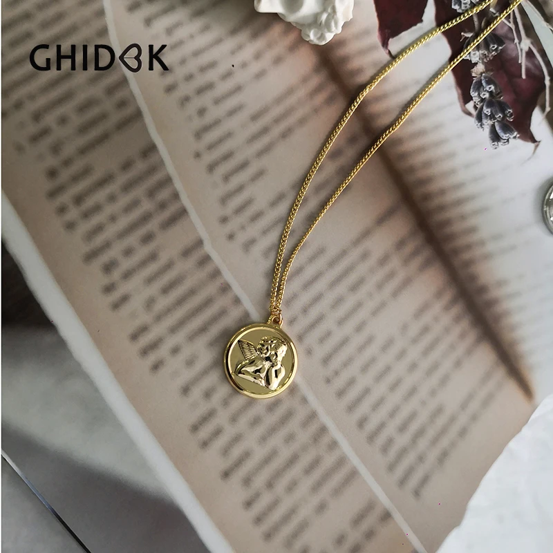 GHIDBK нежный Ангел Хранитель медальон ожерелье с кулонами в виде монет защиты