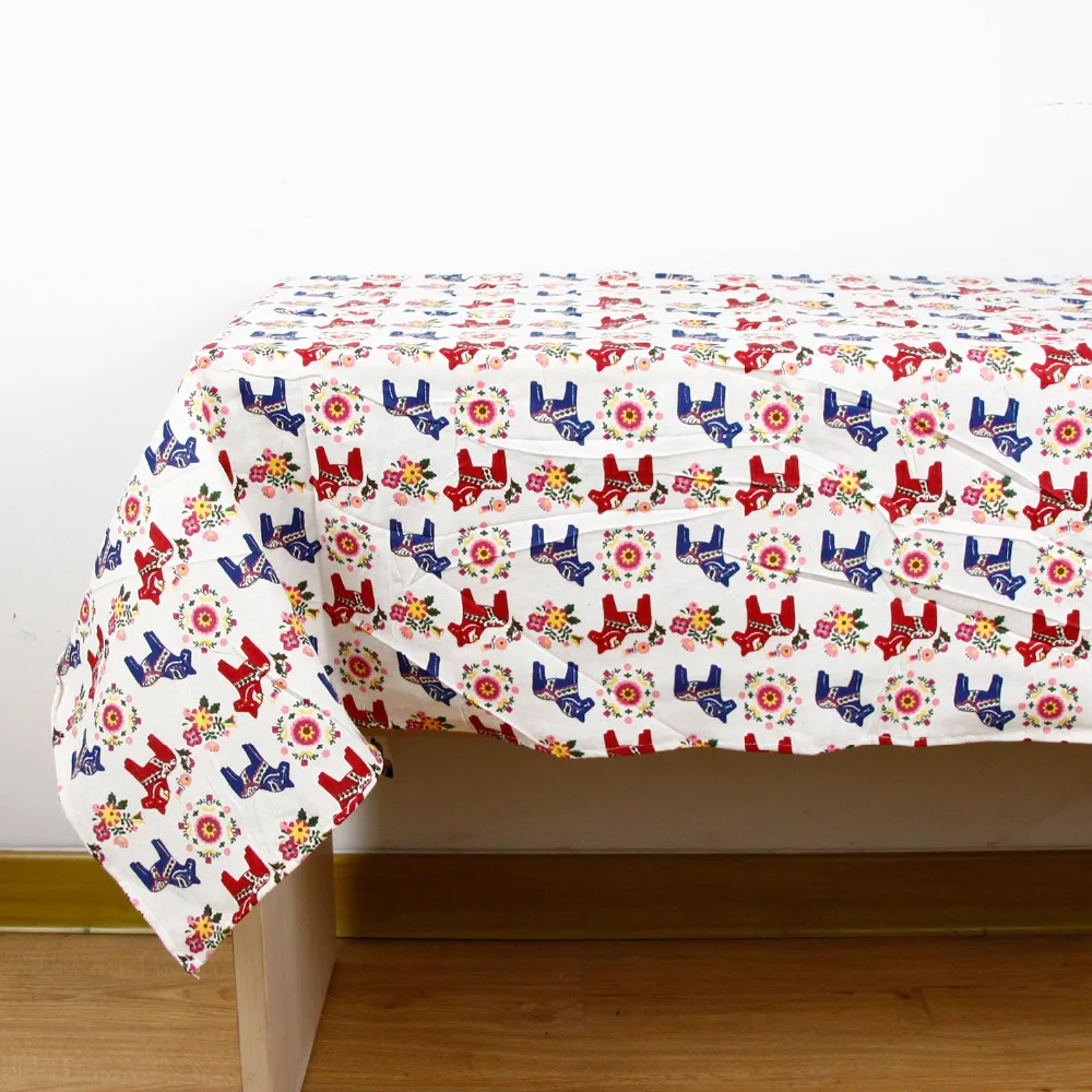 Скатерть из хлопка и льна с принтом лошадей|linen table cloth|table clothlinen |