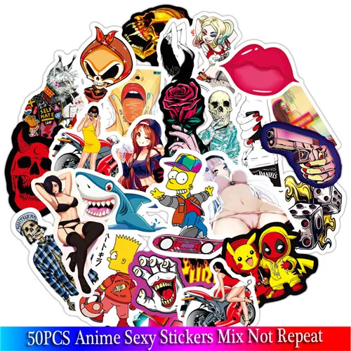 C50-153AB 50Pcs New Anime Sexy Women Lips Stickers Sets For Motorcycle Snowboard Luggage Car Fridge Car- Styling Laptop kids Stickers - Цвет: C50-153AB