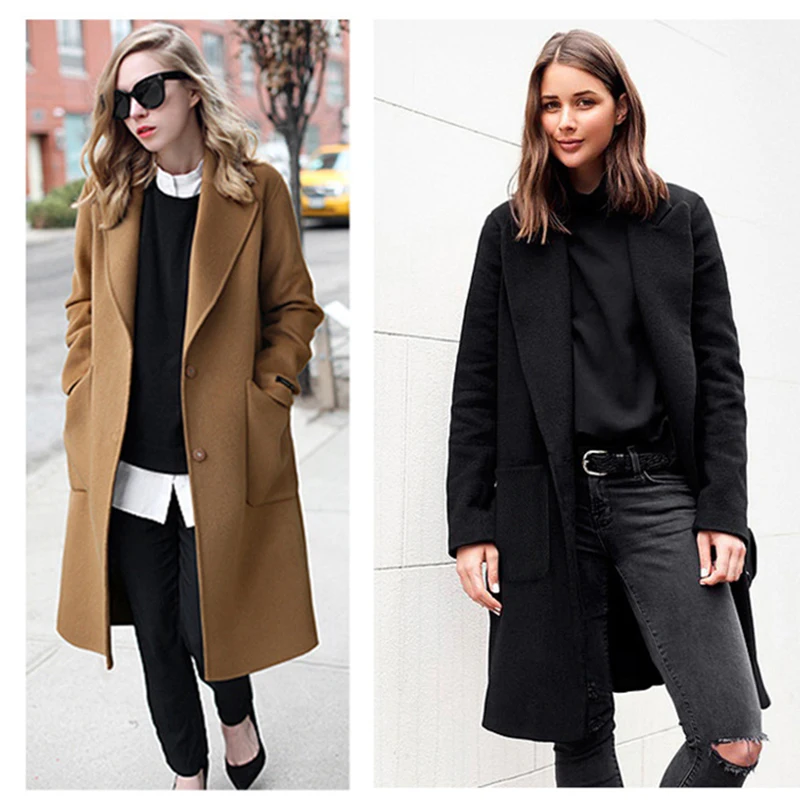

Women Wool Coats 2021 Spring Autumn Large Size Women Increase The Long Paragraph Wide Open Cardigan Woolen Jacket Plus Size 5XL
