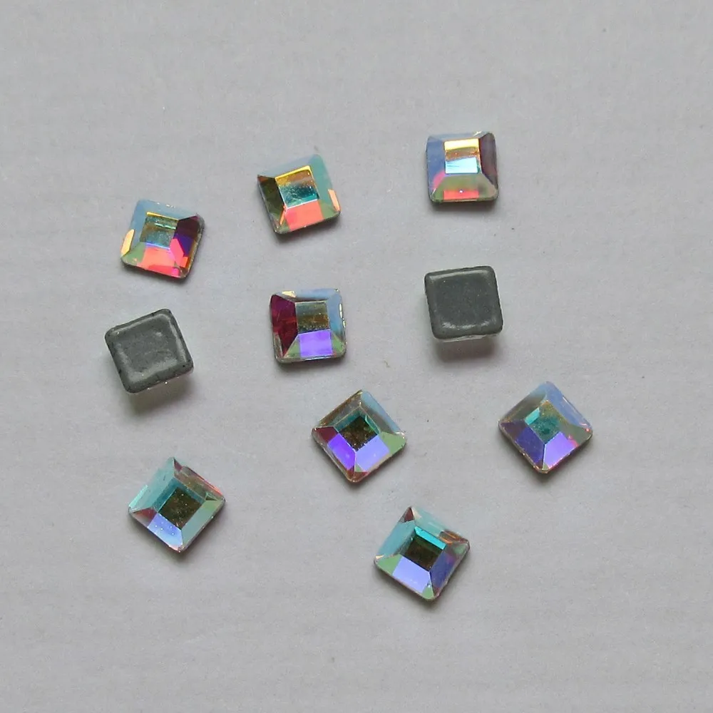 small square 3mm Высокое качество Кристалл AB исправление стразы особой формы камни железа на плоской задней части горячей фиксации кристаллы для украшения свадебного платья - Цвет: small square 3mm