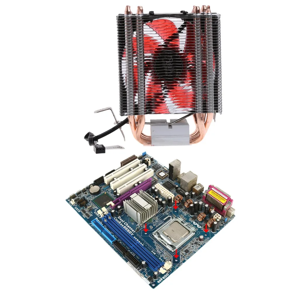 Кулер для процессора Intel LGA1156 AMD AM3 +/AM3/AM2 +/AM2 красный 4 тепловых трубки 12 В 130 Вт |