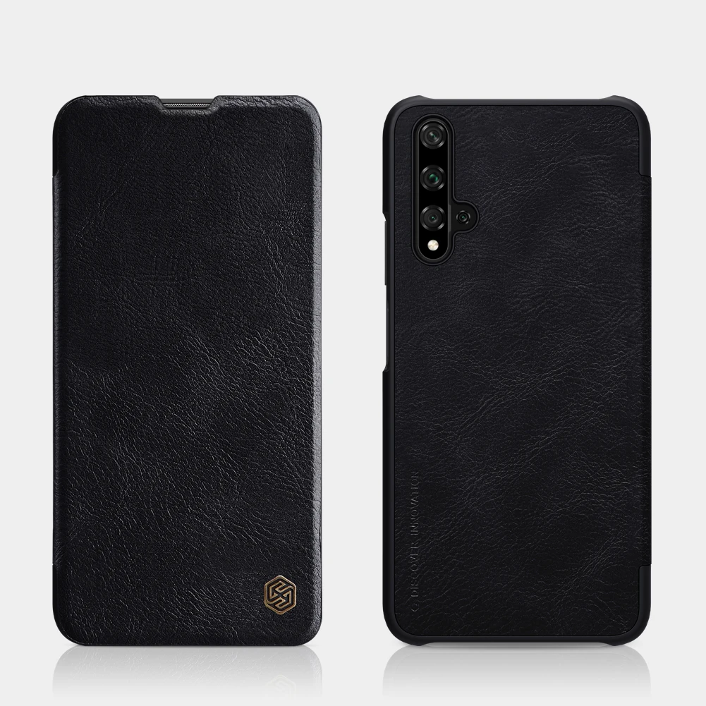 black Чехол Для huawei Honor 20 Pro 20S Nova 5T Nillkin Qin Series из искусственной кожи с откидной крышкой чехол для huawei Honor 20 - Цвет: black